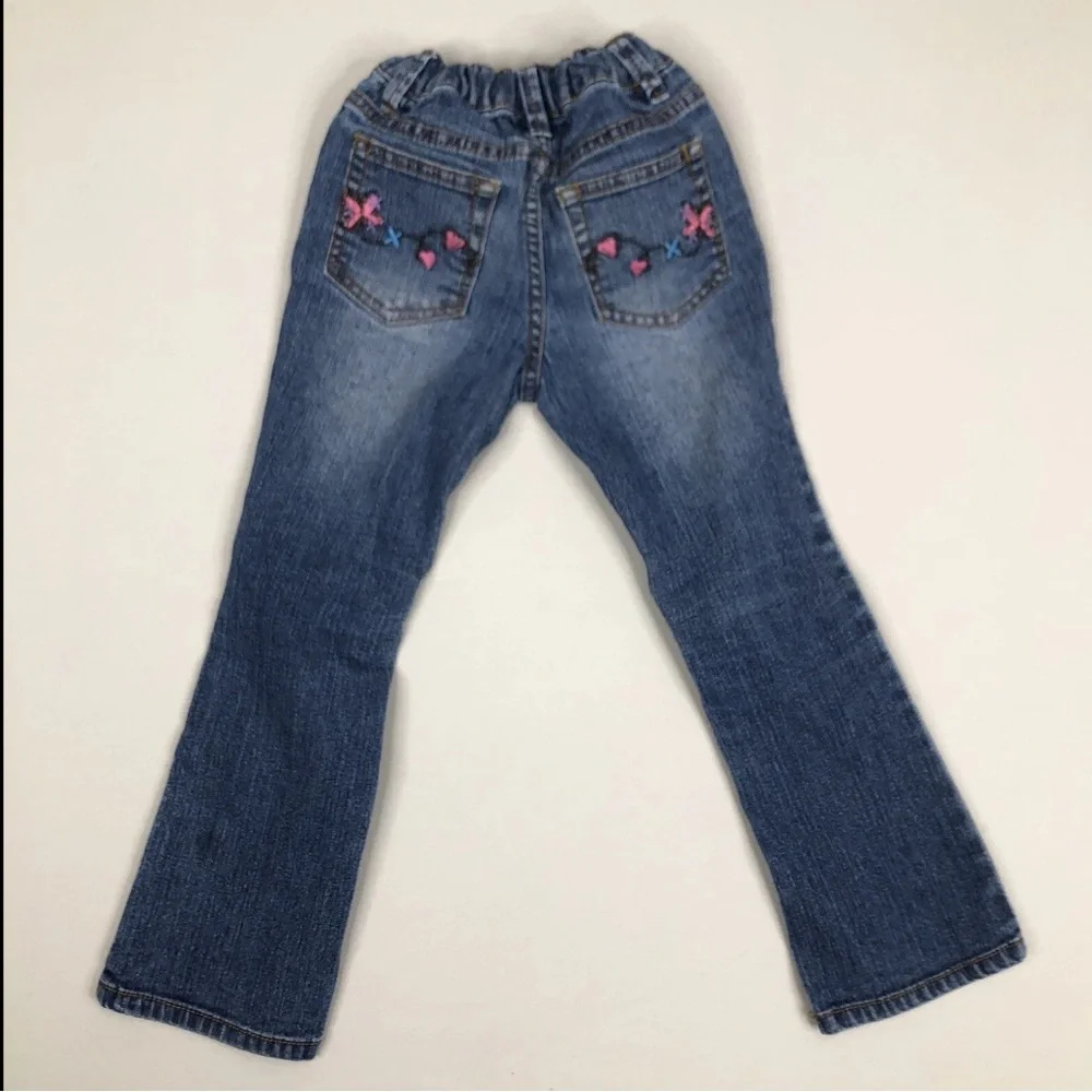 Girls Squeeze Jeans Size 5 Butterfly Embroidered Denim Heart Flowers